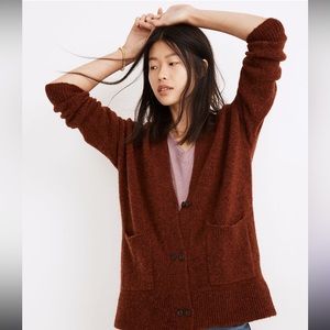 Madewell Allston Double-Button Cardigan Sweater - XS - Heather Cranberry